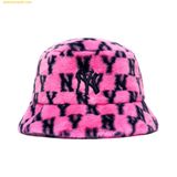  Mũ Bucket Lông MLB Monogram Mink Fleece Bucket Hats New York Yankees Pink 3AHTM0316-50PKD 