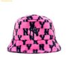  Mũ Bucket Lông MLB Monogram Mink Fleece Bucket Hats New York Yankees Pink 3AHTM0316-50PKD 