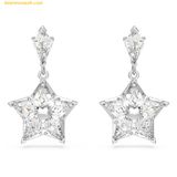  Khuyên Tai, Bông Tai Swarovski Stella Drop Earrings Kite Cut, Star, White, Rhodium Plated 5652002 