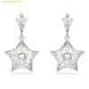  Khuyên Tai, Bông Tai Swarovski Stella Drop Earrings Kite Cut, Star, White, Rhodium Plated 5652002 
