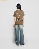  Áo Phông ADLV Rabbit Bear Doll Logo Short Sleeve T-Shirt Nâu 