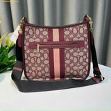  Túi Đeo Chéo Coach Dempsey File Bag In Signature Jacquard With Stripe And Coach Patch Wine Multi CA195 