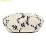  Mũ Nồi MLB Dia Monogram Fur Beret New Yankees 3ACBMF126-50CRS - Màu Trắng 