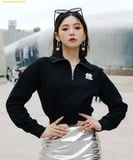  Áo Half-zip MLB Women's Medium Logo Crop Half-Zip Man-to-Man NY (Black) 3FMTB0731-50BKS 