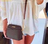  Túi Đeo Chéo Michael Kors Jet Set Travel Medium Dome Crossbody Bag 35F1GTVC6B Nâu Logo 