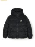  Áo Khoác Phao MLB Diamond Monogram Tonton Jacquard Hooded Goose Short Padding NY (Black) 3ADJM1246-50BKS 