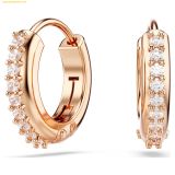  Bông Tai, Khuyên Tai Swarovski Matrix hoop earrings Round cut, White, Rose gold-tone plated 5690669 