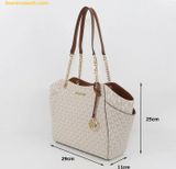  Túi Tote Michael Kors Jet Set Large Signature Logo Shoulder Bag 35S4GTVT3B Vanila 