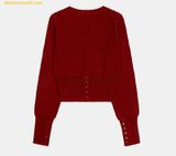  Áo Khoác Cardigan BADBLOOD Pure Classic Button-Up Round Cardigan  - Red w-cdg24-045 Đỏ 