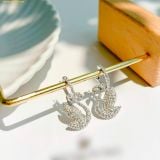  Bông Tai, Khuyên Tai Swarovski Iconic Swan drop earrings Swan, White, Rhodium plated 5647545 