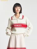  Áo Half-Zip MLB Women's Sportive Varsity Half-Zip Sweater New York Yankees (D.Cream) 3FKPV0344-50CRD 