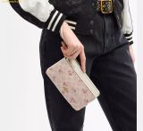  Ví Dài Coach Double Zip Wallet With Signature Canvas With Floral Print Sand Multi CAR09 