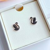  Bông Tai, Khuyên Tai Swarovski Swan stud earrings Crystal pearl, Black 5684608 