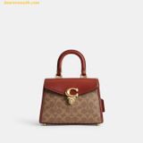  Túi Xách Coach Sammy Top Handle 21 In Signature Canvas Nâu Logo 