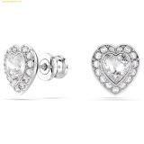  Khuyên Tai, Bông Tai Swarovski Ariana Grande x Swarovski stud earrings Mixed cuts, Heart, White, Rhodium plated - SKU: 5720859 