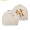  Áo Khoác Lông MLB Basic Mega Logo Stand-Neck Fleece Jumper NY 3AFDB0326-50CRS Trắng Kem 