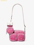  Túi Đeo Chéo Michael Kors MK Jet Set Large Printed Signature Logo Crossbody Bag Màu Hồng 