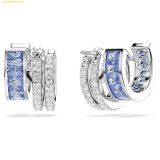  Bông Tai, Khuyên Tai SWAROVSKI Connexus hoop earrings Mixed cuts, Blue, Rhodium plated 