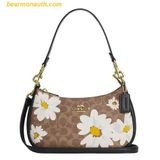  Túi Đeo Vai Coach Teri Shoulder Bag In Signature Canvas With Floral Print CZ586 Màu Nâu 