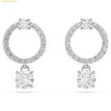  Bông Tai, Khuyên Tai Swarovski Constella hoop earrings Round cut, White, Rhodium plated 5563278 