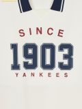  Áo Polo Tay Dài MLB Varsity Long Sleeve Sports Collar T-Shirt NY (Cream) 3ATSV0944-50CRS 