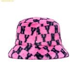  Mũ Bucket Lông MLB Monogram Mink Fleece Bucket Hats New York Yankees Pink 3AHTM0316-50PKD 