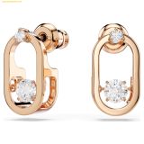  Bông Tai, Khuyên Tai Swarovski Round cut, Oval shape, White, 18k rose gold finish 5468118 