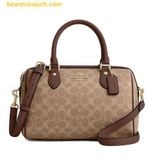  Túi Trống Coach Rowan Satchel Bag In Signature Canvas CV961 Nâu Logo 