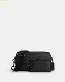 Túi Đeo Chéo Coach Axel Crossbody Signature Canvas Đen Logo 