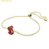  Vòng Tay, Lắc Tay Swarovski Iconic Swan Bracelet Swan, Small, Red, Gold-Tone Plated 5656841 