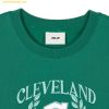  Áo Crop MLB Women's Varsity Sports Semi-Crop Short Sleeve T-shirt CLE (Green) 3FTSV0443-45GNS 