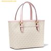  Túi Tote Mini Michael Kors Jet Set Travel Extra Small Logo Top-Zip Tote Bag Powder Blush Trắng Logo 