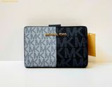  Ví Gập Bucket Michael MK Jet Set Medium Logo Wallet Navy Logo 