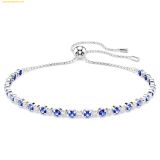  Vòng Tay, Lắc Tay SWAROVSKI Matrix Tennis bracelet Mixed round cuts, Blue, Rhodium plated 5725854 