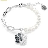  Vòng Tay, Lắc Tay Swarovski Swan bracelet Crystal pearl, Swan, Black, Mixed metal finish 5705720 