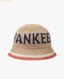  Mũ Bucket MLB Knit Crochet Bucket Hat NY Beige 3AHTK014N-50BGL 