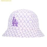  Mũ Bucket MLB Pastel Monogram Dome Hat LA (VIOLET) 32CPHA111-07V Trắng Logo Tím 