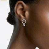  Bông Tai, Khuyên Tai Swarovski Constella hoop earrings Round cut, White, Rhodium plated 5563278 