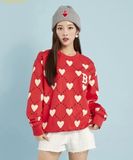  Áo Sweat MLB Heart-patterned oversized man-to-man B (Red) 3AMTH0124-43RDS 
