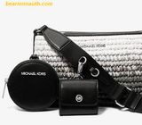  Túi Đeo Chéo Michael Kors Jet Set Small Ombre Straw Crossbody Bag with Case for Apple Airpods Pro 3in1 - Màu Đen 