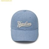  Mũ Lưỡi Trai MLB Culsive Lettering Denim Unstructured Ball Cap NY (L.Blue) 3ACPVD14N-50BLL 