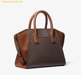  Túi Xách Michael Kors Avril Small Logo and Leather Satchel 35F4G4VS1B Nâu Logo 