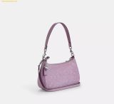  Túi Đeo Vai Coach Teri Shoulder Bag In Signature Leather With Heart Charm Light Violet CDA98 