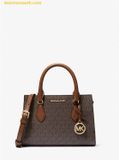  Túi Xách Michael Kors Sheila Small Signature Logo Satchel Brown 35S3G6HS5B 