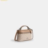  Túi Đeo Chéo Coach Cosmetic Case In Signature Canvas Sand CW728 