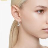  Bông Tai, Khuyên Tai Swarovski Luna drop earrings Moon, White, Rhodium plated 5666157 
