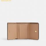  Ví Gập Coach Card Holder Wallet In Blocked Signature Canvas Sand CZ446 