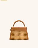  Túi Xách JW PEI Elise Faux Bamboo Woven Top Handle Bag - Brown 