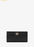  Ví Michael Kors Lead Large Leather Snap Wallet Đen Trơn 