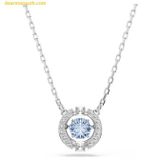  Bộ Dây Chuyền Và Bông Tai Swarovski Una set Round cut, Blue, Rhodium plated 5480485 